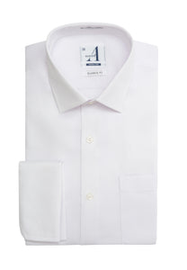 100% Cotton Non - Iron Pinpoint Slim Fit Button Cuff Shirt